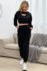 In Vogue & Classy Cut Out Crop Top and Joggers Set