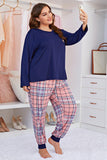 In Vogue & Classy Plus Size Heart Graphic Top and Plaid Joggers Lounge Set