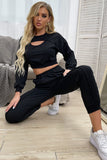 In Vogue & Classy Cut Out Crop Top and Joggers Set