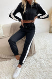 In Vogue & Classy Side Stripe Cropped Hoodie and Jogger Set